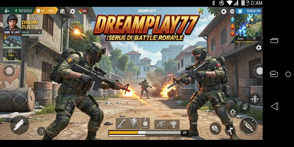 Gameplay seru dalam battle royale penuh aksi.