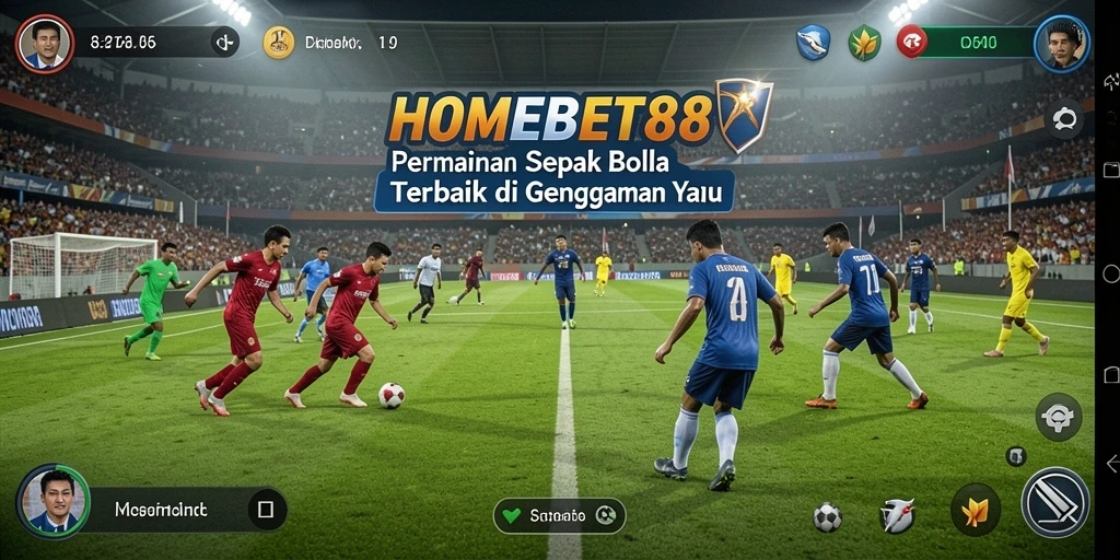 Tampilan gameplay HOMEBET88 dengan aksi sepak bola mendebarkan.