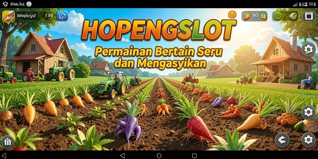 Tampilan gameplay seru di HOPENGSLOT dengan kebun yang indah.
