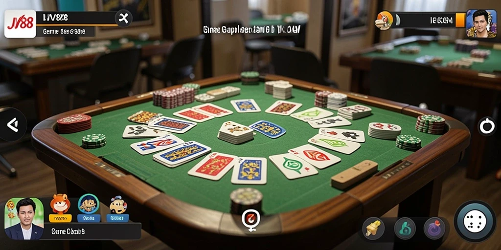 Tampilan gameplay Gaple yang menarik dan seru di layar utama JV88.