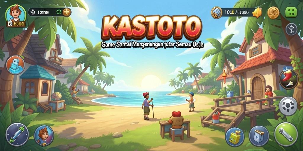 Tampilan gameplay KASTOTO yang penuh warna dan menarik.