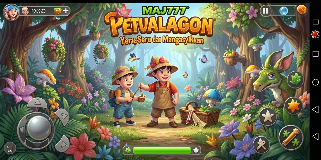 Tampilan gameplay MAJ777 menampilkan kebun yang indah dan beragam tanaman.