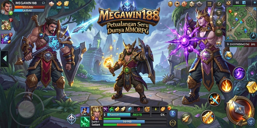 Screenshot gameplay MEGAWIN188 menampilkan karakter dalam petualangan epik.