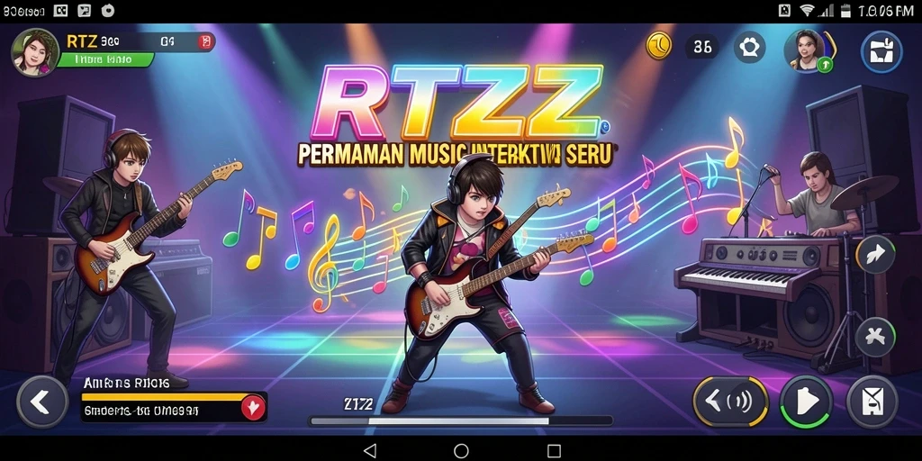 Tampilan gameplay RTZZ menampilkan interaksi musik yang mendebarkan dan visual yang menarik.