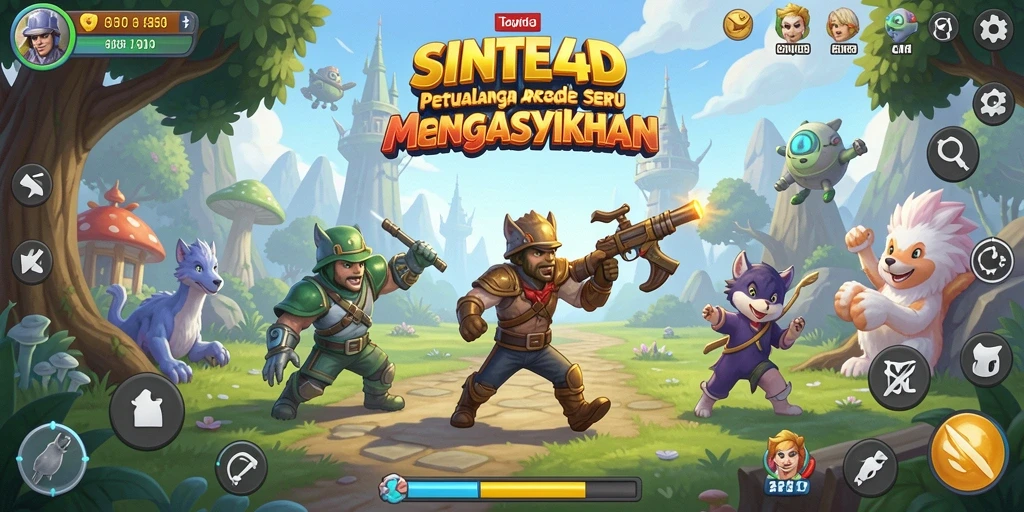 Screenshot utama SINTE4D menunjukkan gameplay seru dengan grafis menawan.