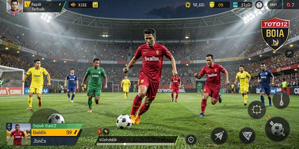 Tampilan gameplay TOTO12 yang menarik dengan aksi sepak bola seru.