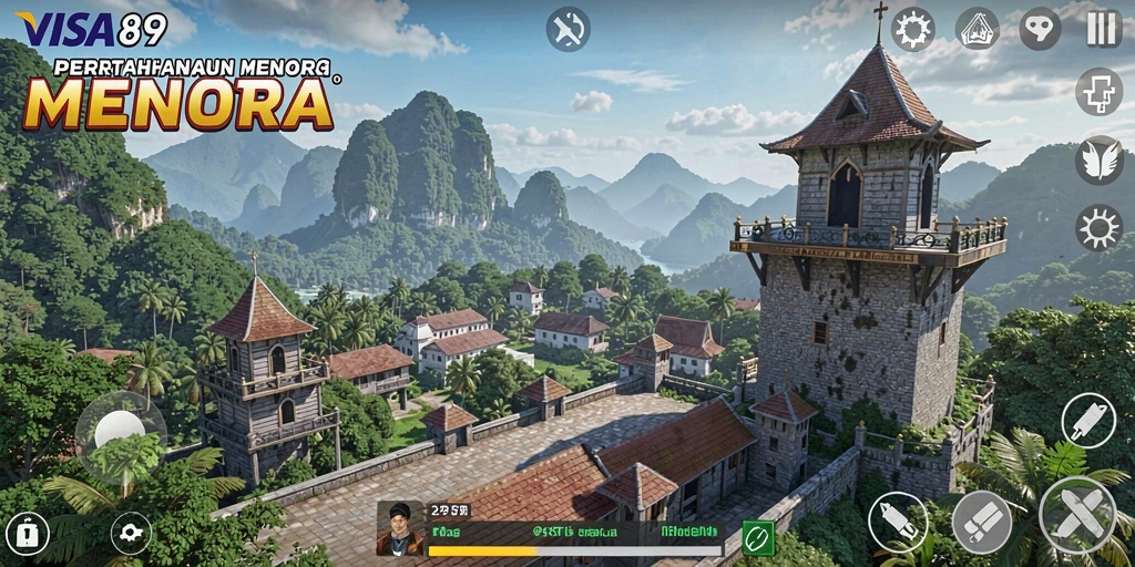 Tampilan gameplay menara pertahanan yang mengasyikkan dan penuh aksi.