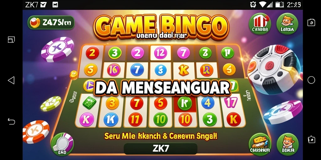 Tampilan gameplay ZK7 yang penuh warna dan interaktif dalam permainan Bingo.